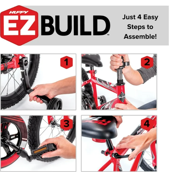 Bicicleta para Niños Rock It Huffy , Ruedas de 12", Mayores de 3 Años, Ruedas de Entrenamiento, Gris - Imagen 4